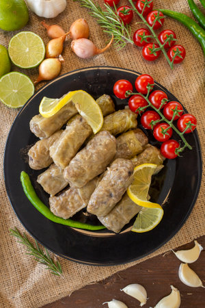 Traditional stuffed cabbage with minced meat and rice