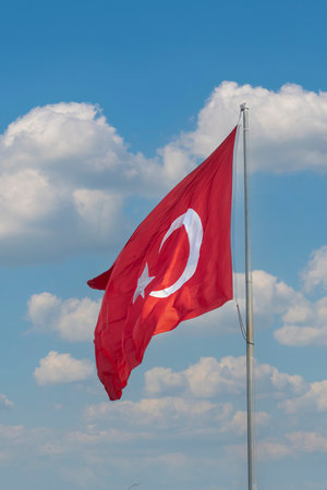 Turkish flag. Turkey national flag. Turkish flag outdoors