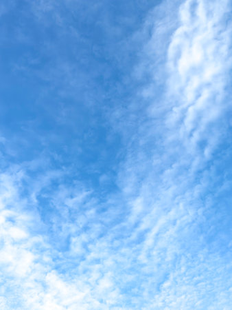 cloudy sky background. Beautiful blue sky and white cloudsの写真素材