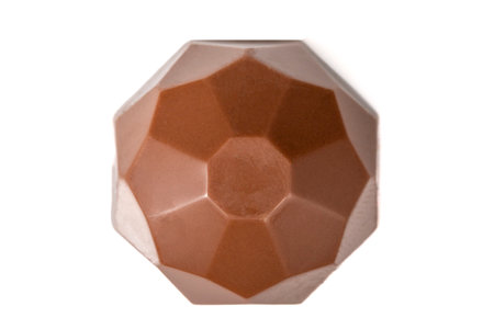 Praline chocolate. Chocolate with truffles or praline filling isolated on white background. close up