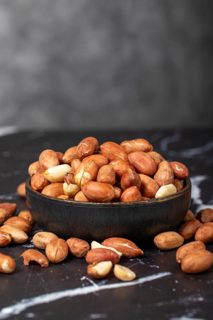 peanut Peanuts peeled in bowl. superfood Vegetarian food concept. healthy snacks. close up