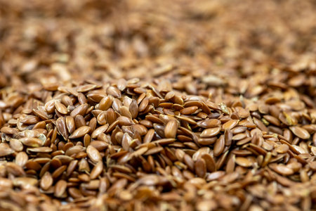 Flax seeds background or texture. Flaxseed or linseed. cereals healthy food. close up