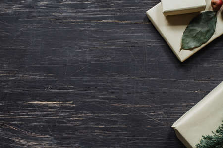 Christmas package with small applesの写真素材