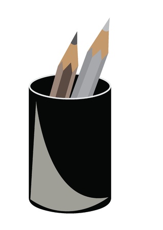 two pencils in black cupのイラスト素材
