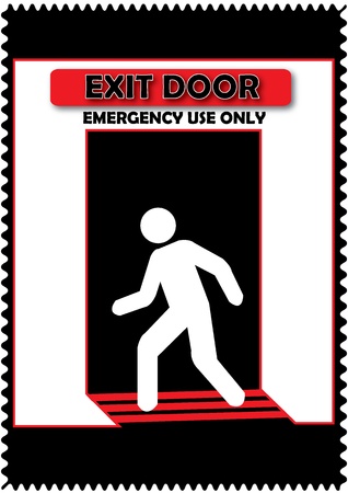Exit Door Emergency Use Only Sign Isolate with black backgroundのイラスト素材