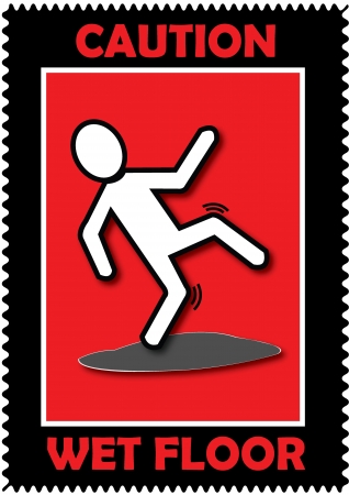 Caution Wet Floor, stickerのイラスト素材