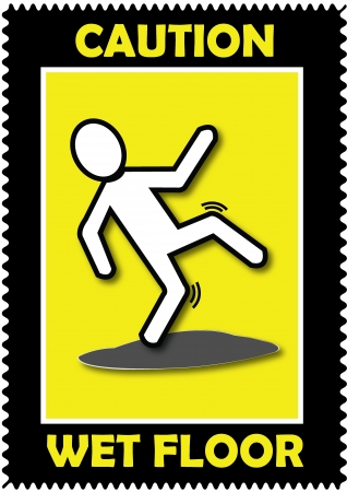 Caution Wet Floor, stickerのイラスト素材