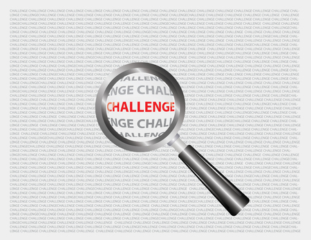 challenge word focus through magnifying glassのイラスト素材