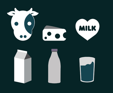 dairy products - milk, cheese icons setのイラスト素材