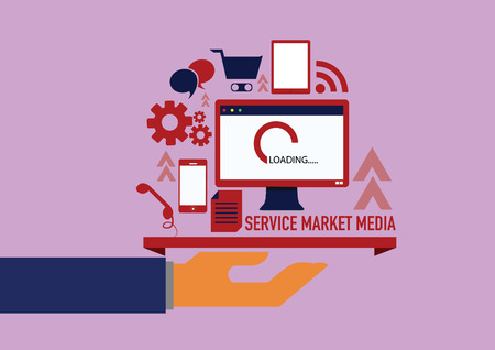 flat concept of media market service - vector illustration のイラスト素材