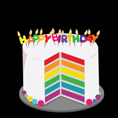 rainbow cake decorated with colorful birthday candles  concept のイラスト素材