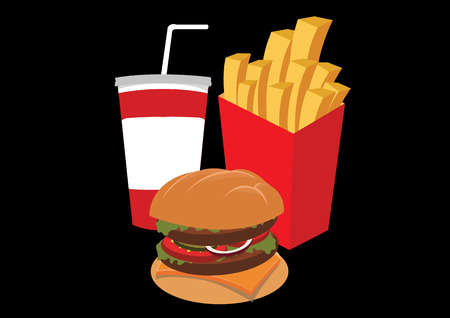 hamburger, french fries, cola, fast food  concept のイラスト素材