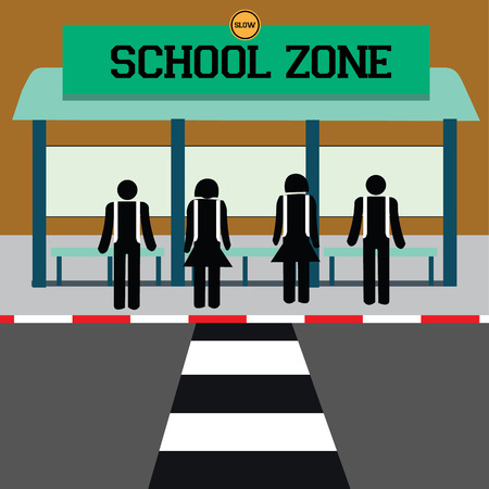 warning school zone. vector illustrationのイラスト素材