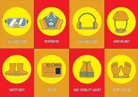 health and safety warning signs. vector illustrationのイラスト素材