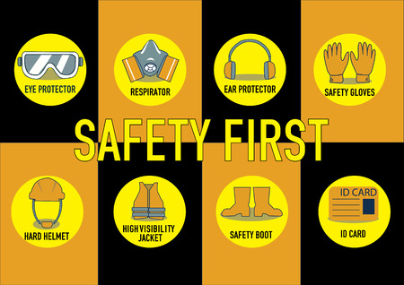 health and safety warning signs. vector illustrationのイラスト素材
