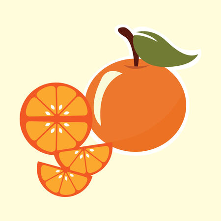 orange fruit with leaf. vector illustrationのイラスト素材