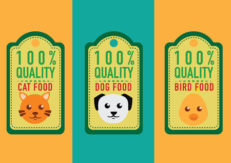 set of healthy pet food labels and stickers. vector illustrationのイラスト素材