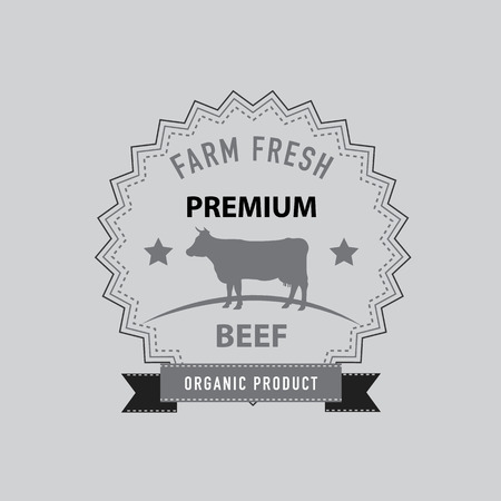 Premium Beef Icon, Sticker, Label, Tag. Vector Illustrationのイラスト素材
