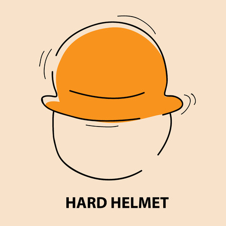 hard construction helmet for health and safety warning, mandatory signs (vector illustration}のイラスト素材