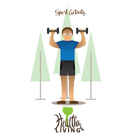 man doing sport activity for healthy living. vector illustrationのイラスト素材