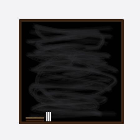 black board with chalk and eraser in wooden frame. vector illustrationのイラスト素材