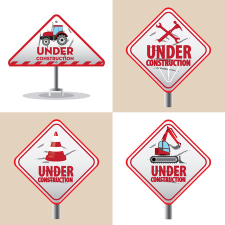 under construction signs symbols set, vector illustrationのイラスト素材