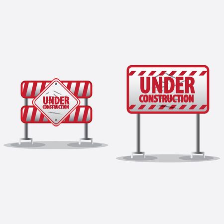under construction signs symbols set, vector illustrationのイラスト素材