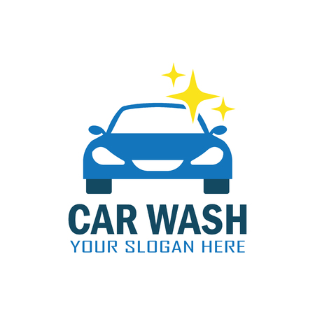 Blue car wash service logo with text space for your slogan, vector illustration.のイラスト素材