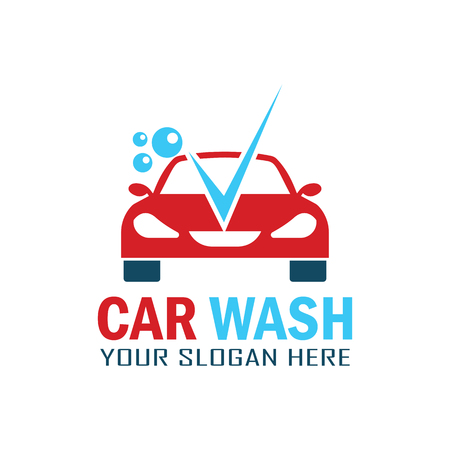 Red car wash service logo with text space for your slogan, vector illustration.のイラスト素材