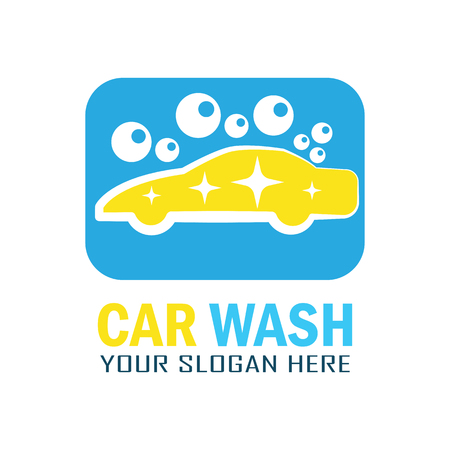 Yellow vector illustration car wash service logo with text space for your slogan.のイラスト素材