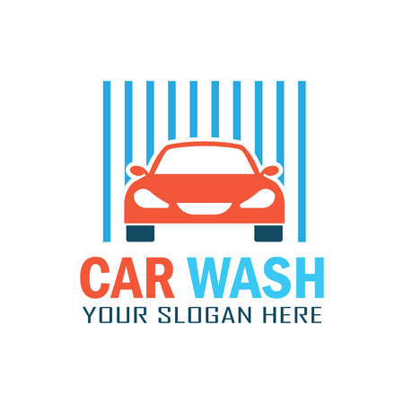 car wash service logo with text space for your slogan, vector illustration with red car.のイラスト素材