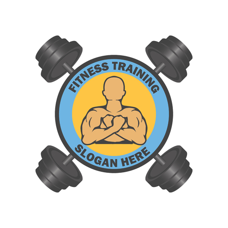 fitness logo with text space for your slogan / tagline, vector illustrationのイラスト素材