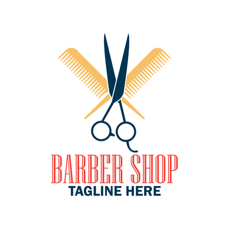 Barber shop logo with text space for your slogan / tagline, vector illustrationのイラスト素材