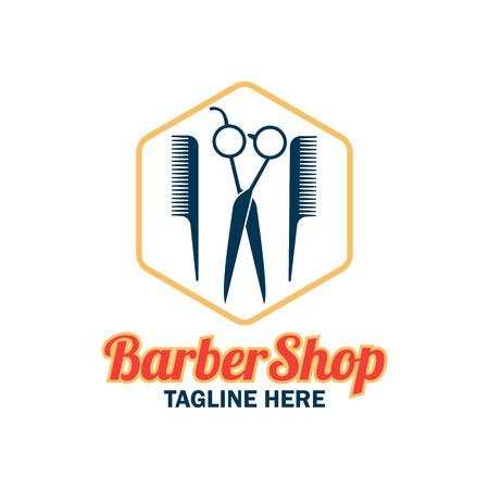 Barber shop logo with text space for your slogan / tagline, vector illustrationのイラスト素材
