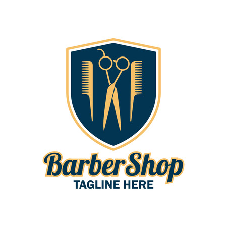 Barber shop logo with text space for your slogan / tagline, vector illustrationのイラスト素材