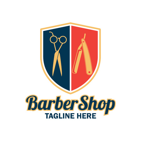Barber shop logo with text space for your slogan / tagline, vector illustrationのイラスト素材
