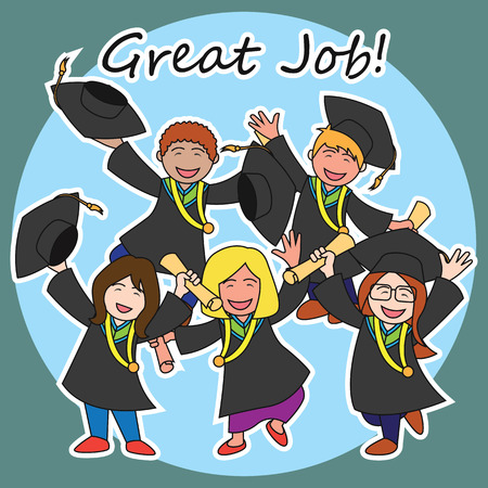 Graduation events / happiness of graduation concept, vector illustrationのイラスト素材