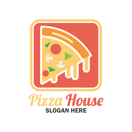pizza logo with text space for your slogan / tag line, vector illustrationのイラスト素材