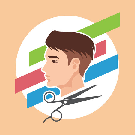 hair cut / hairstyle model for male concept, vector illustrationのイラスト素材