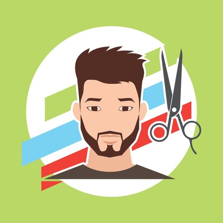 hair cut / hairstyle model for male concept, vector illustrationのイラスト素材