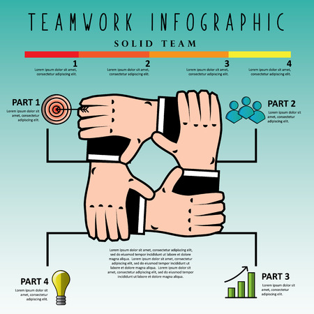 businessman shaking hand teamwork info graphic business concept, unity, support, togetherness, vector illustrationのイラスト素材