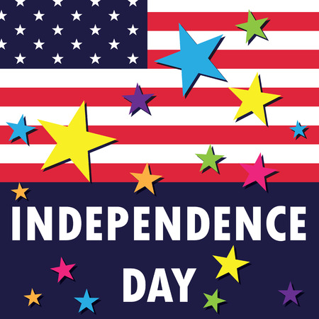 American independence day 4th of July poster, red blue white flag.のイラスト素材