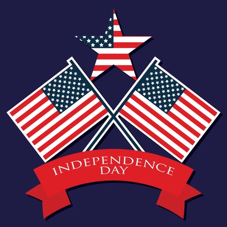 American independence day 4th of July poster, red blue white flag. vector illustrationのイラスト素材