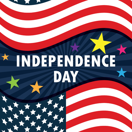 American independence day 4th of July poster, red blue white flag.のイラスト素材