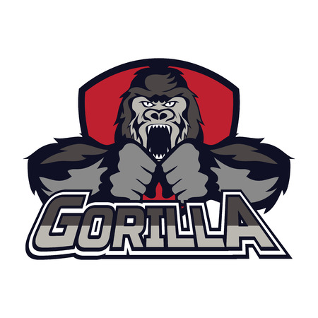 gorilla logo on white background, vector illustrationのイラスト素材