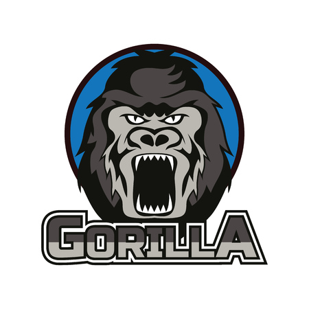 gorilla logo on white background, vector illustrationのイラスト素材