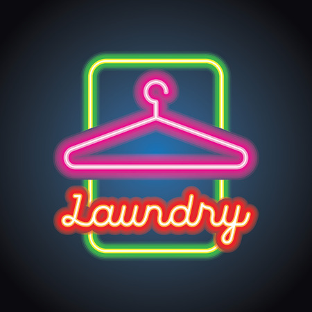 laundry logo for clean and wash business with neon light effect. vector illustrationのイラスト素材