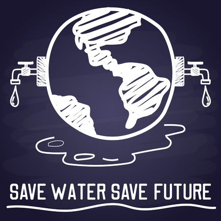 save water save future with chalk font style for go green concept. vector illustrationのイラスト素材