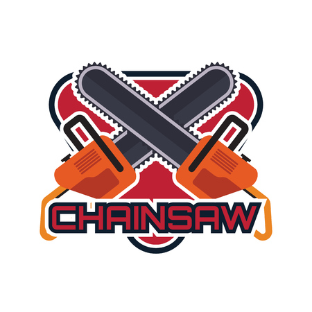 chainsaw logo isolated on white background. vector illustrationのイラスト素材