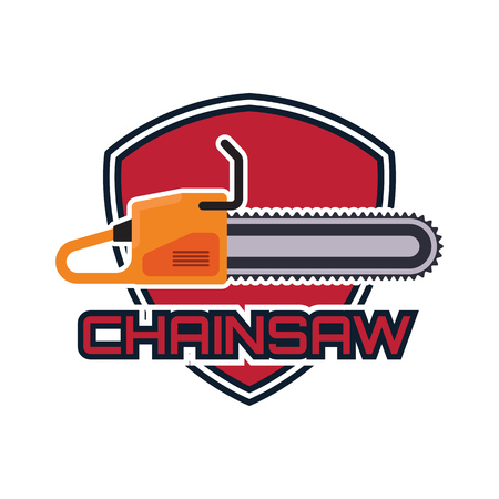 chainsaw logo isolated on white background. vector illustrationのイラスト素材